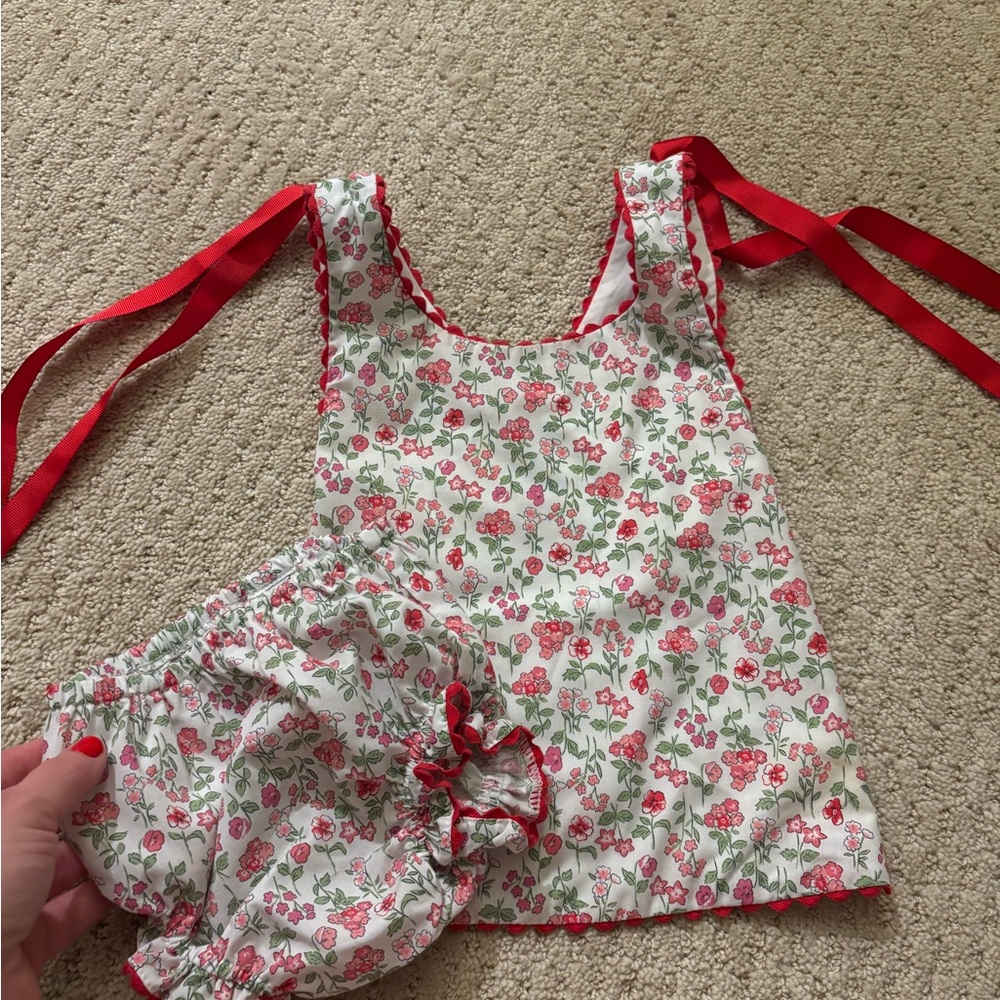 bella bliss Red and White Floral Kids Set